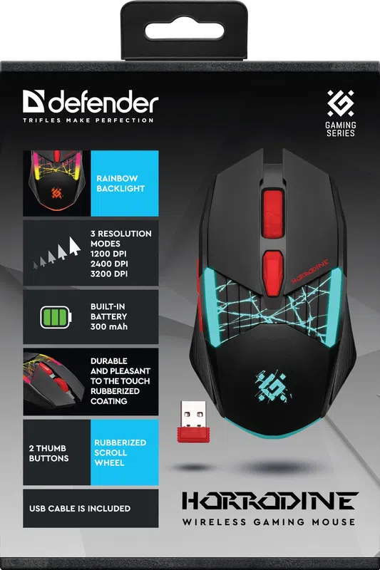 Defender - Bezdrátová herní myš Horrodine GM-237