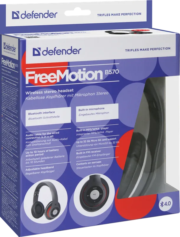Defender - Bezdrátová stereo sluchátka FreeMotion B570