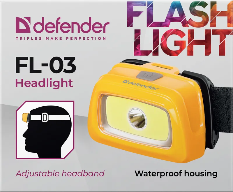 Defender - Světlomet FL-03, LED+COB, 3 modes