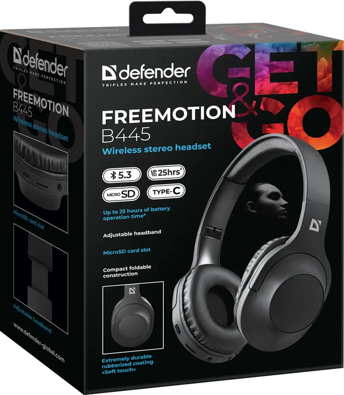 Defender - Bezdrátová stereo sluchátka FreeMotion B445