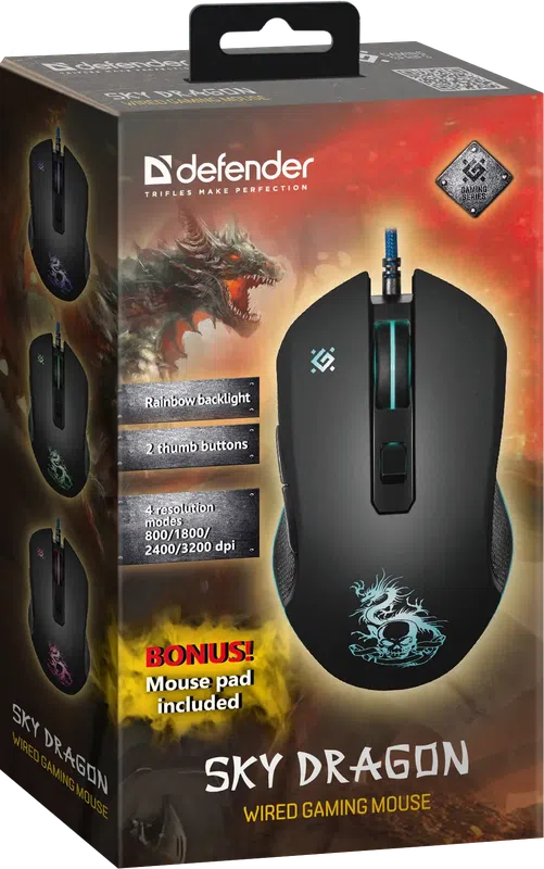 Defender - Kabelová herní myš Sky Dragon GM-090L