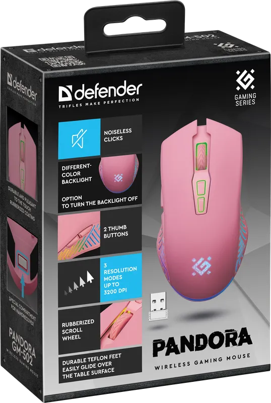 Defender - Bezdrátová herní myš Pandora GM-502
