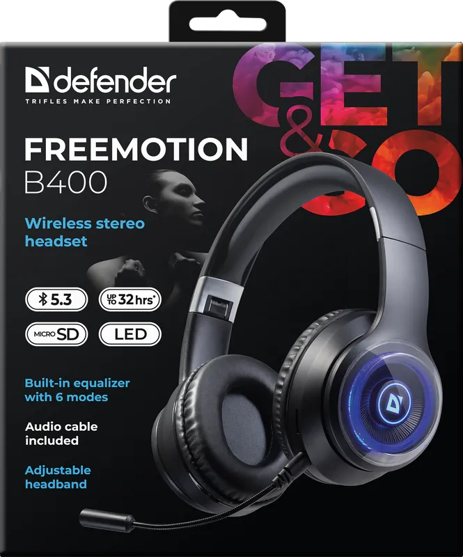 Defender - Bezdrátová stereo sluchátka FreeMotion B400