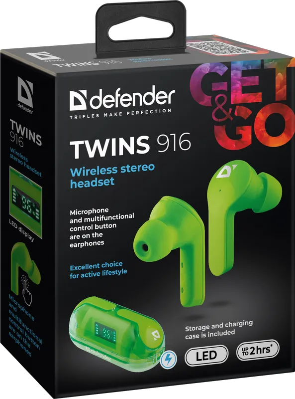 Defender - Bezdrátová stereo sluchátka Twins 916