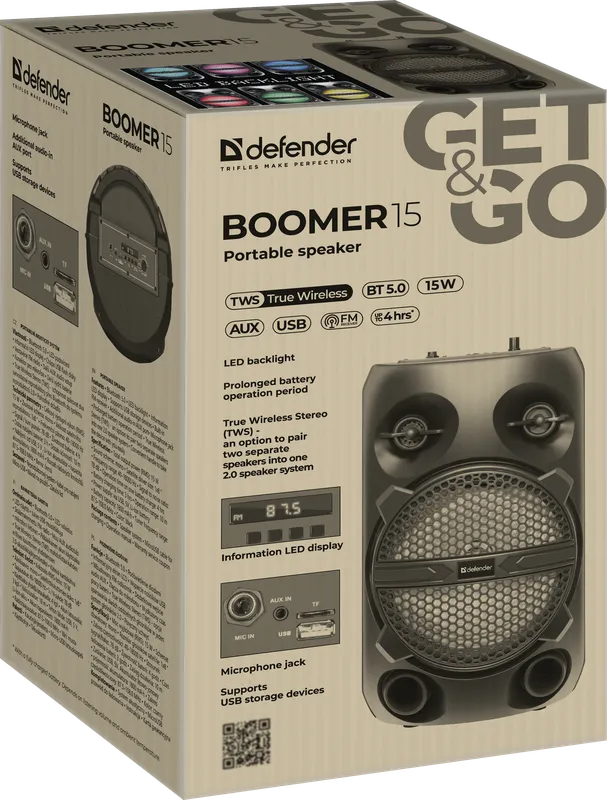 Defender - Přenosný reproduktor Boomer 15