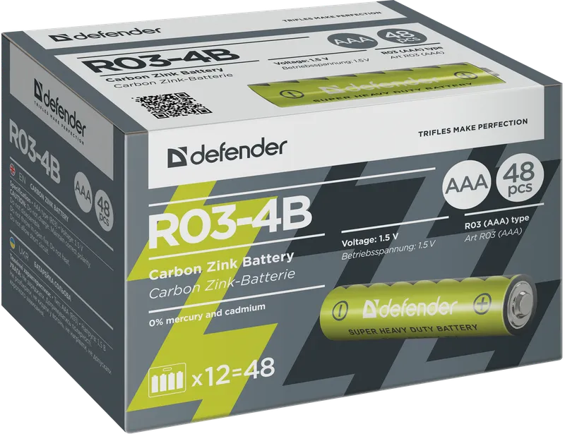 Defender - Zink uhlíková baterie R03-4B