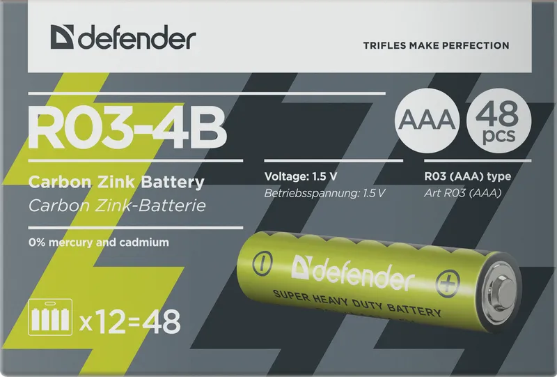 Defender - Zink uhlíková baterie R03-4B