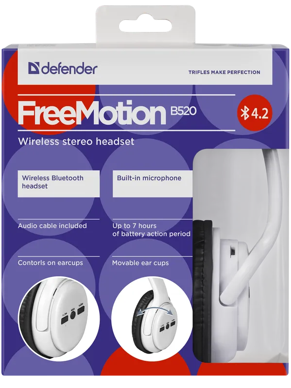 Defender - Bezdrátová stereo sluchátka FreeMotion B520