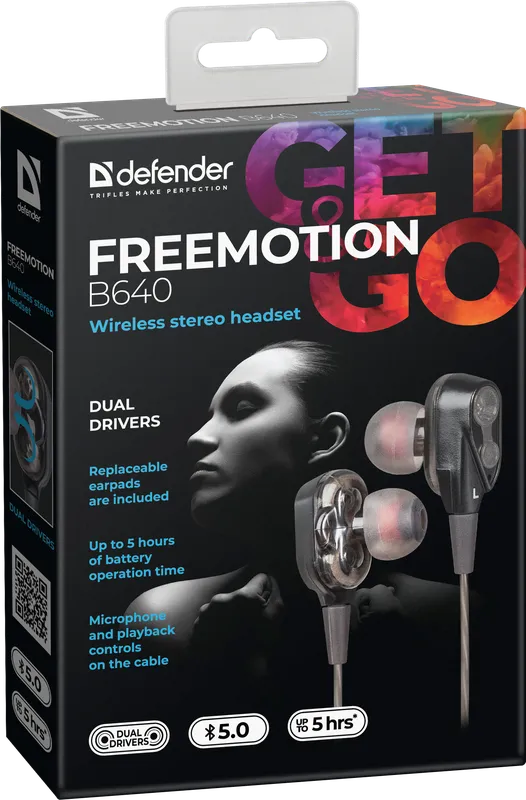 Defender - Bezdrátová stereo sluchátka FreeMotion B640