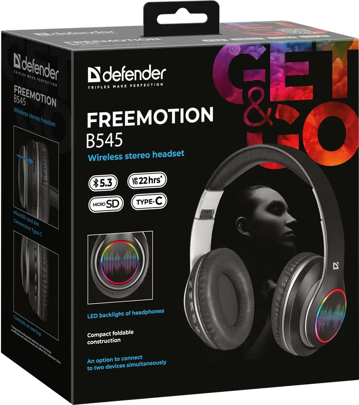 Defender - Bezdrátová stereo sluchátka FreeMotion B545