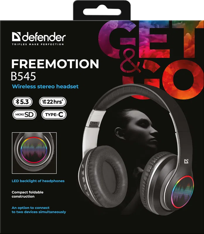 Defender - Bezdrátová stereo sluchátka FreeMotion B545