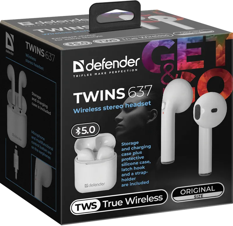 Defender - Bezdrátová stereo sluchátka Twins 637