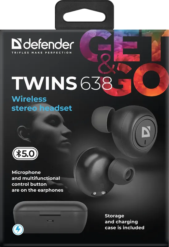 Defender - Bezdrátová stereo sluchátka Twins 638