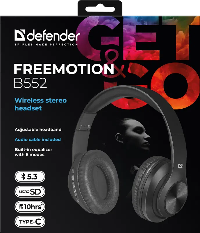 Defender - Bezdrátová stereo sluchátka FreeMotion B552