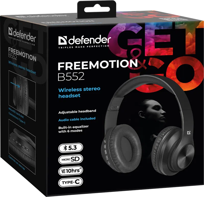 Defender - Bezdrátová stereo sluchátka FreeMotion B552