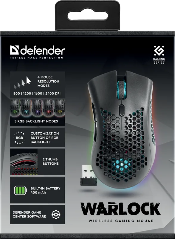 Defender - Bezdrátová herní myš Warlock GM-709L
