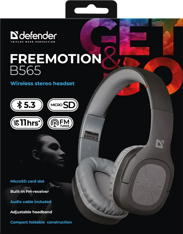 Defender - Bezdrátová stereo sluchátka FreeMotion B565