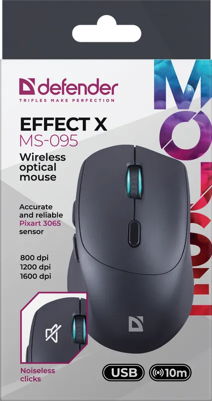 Defender - Bezdrátová optická myš Effect X  MS-095