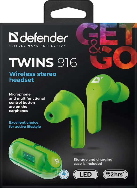 Defender - Bezdrátová stereo sluchátka Twins 916
