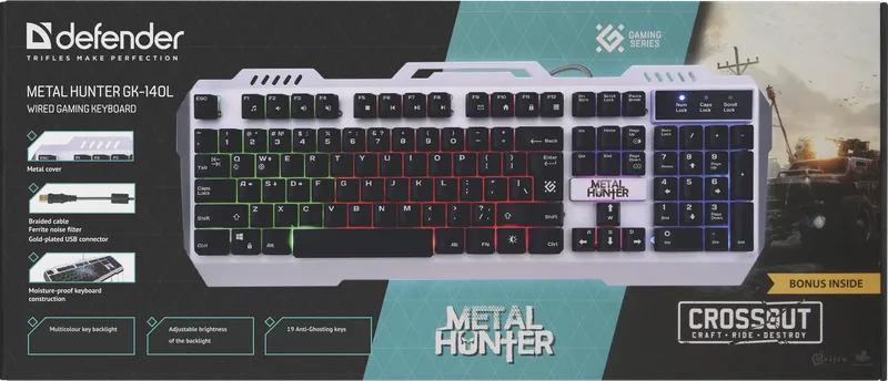 Defender - Kabelová herní klávesnice Metal Hunter GK-140L