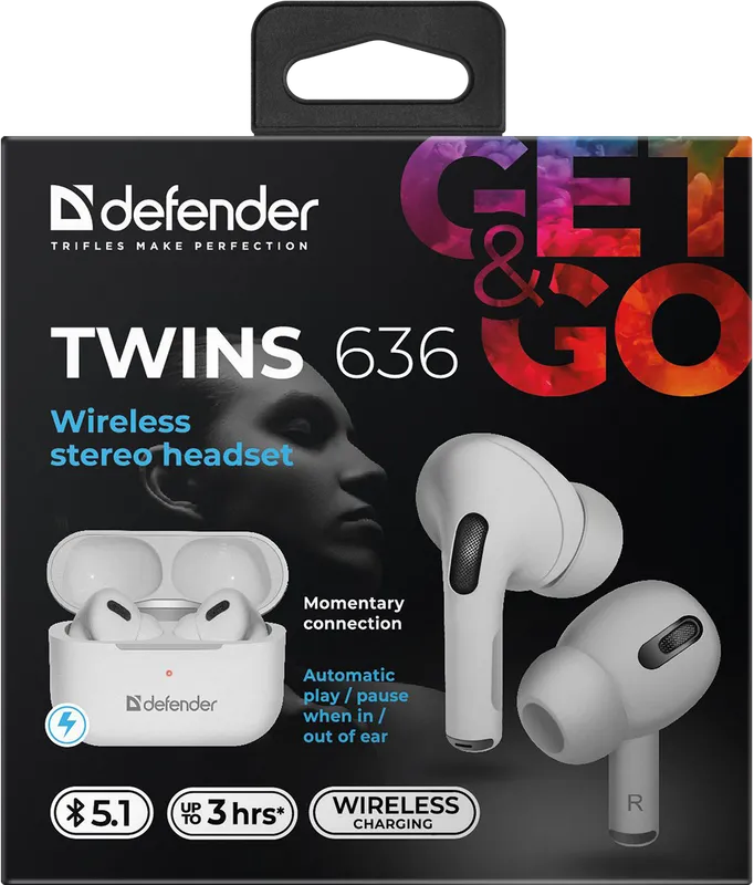 Defender - Bezdrátová stereo sluchátka Twins 636