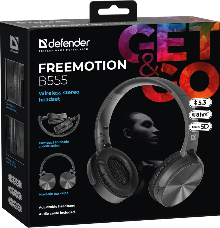 Defender - Bezdrátová stereo sluchátka FreeMotion B555