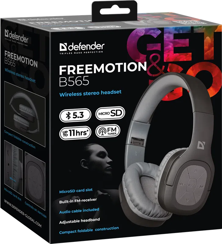 Defender - Bezdrátová stereo sluchátka FreeMotion B565