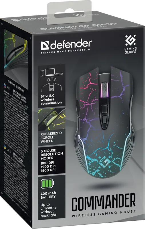 Defender - Bezdrátová herní myš Commander GM-511