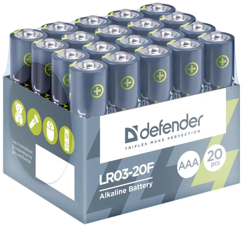 Defender - Alkalická baterie LR03-20F