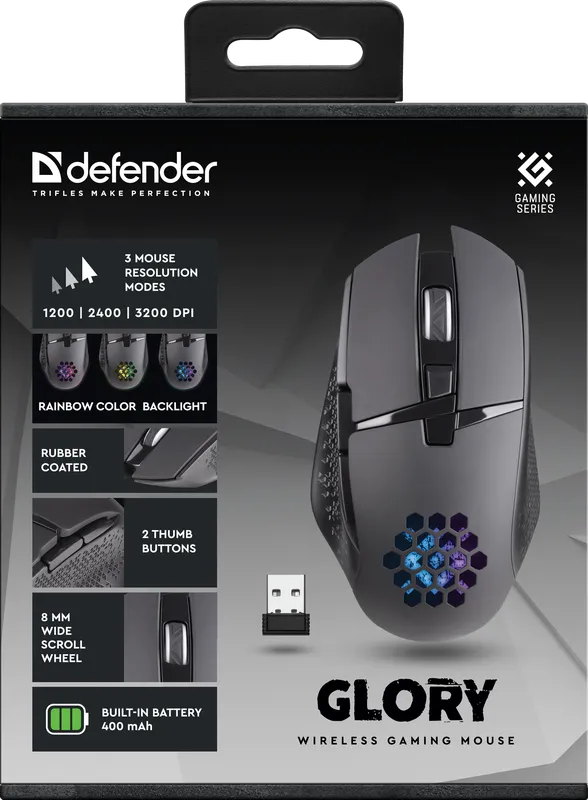 Defender - Bezdrátová herní myš Glory GM-514