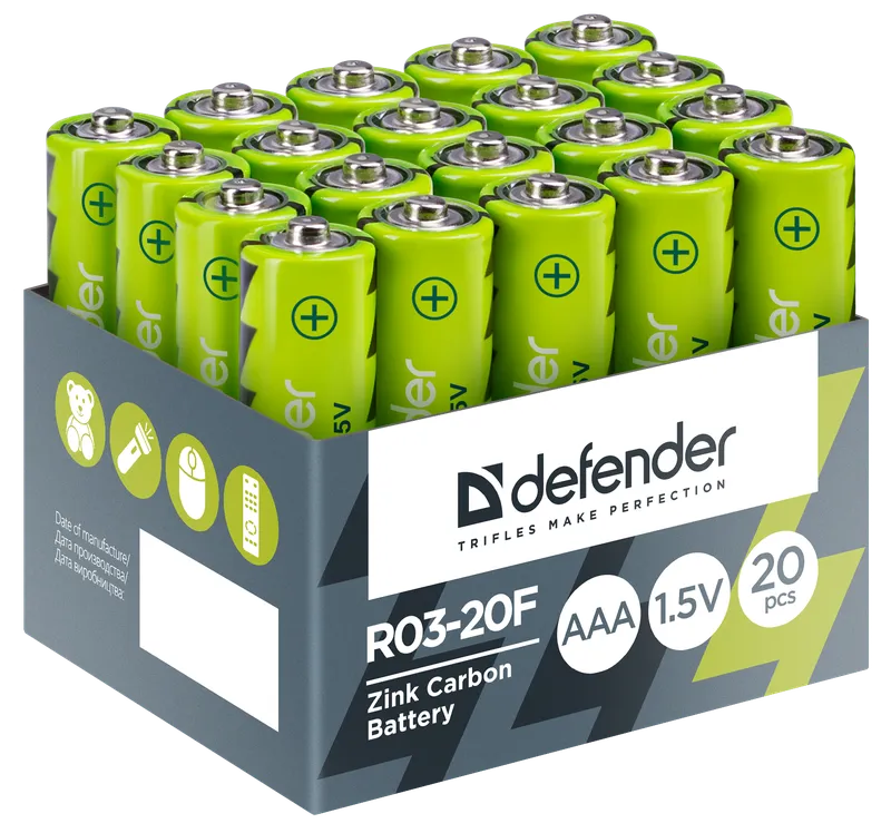 Defender - Zink uhlíková baterie R03-20F