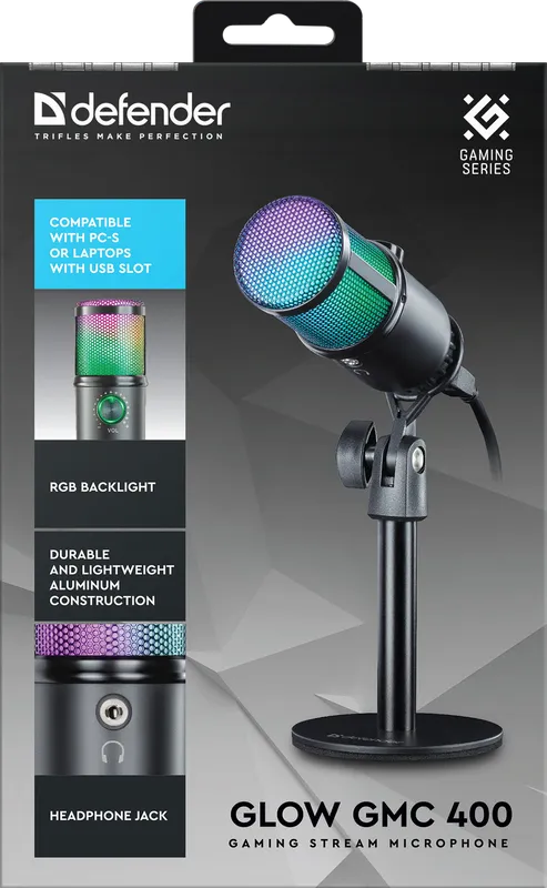 Defender - Herní stream mikrofon Glow GMC 400