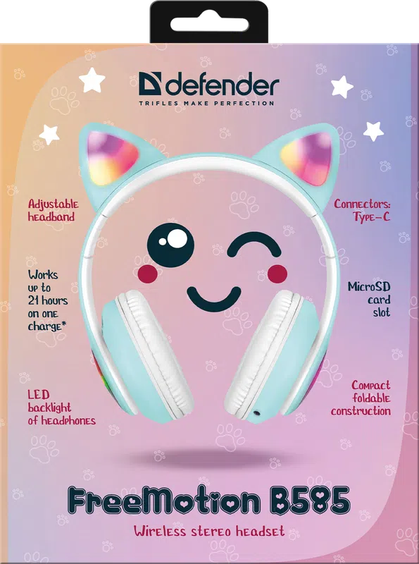 Defender - Bezdrátová stereo sluchátka FreeMotion B585
